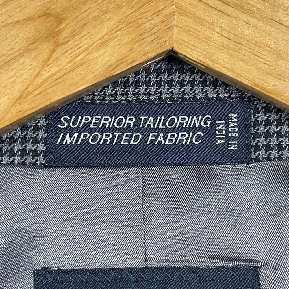 Nautica Blazer Mens 48L Gray Preppy Dark Academia Wool Houndstooth Sport Coat